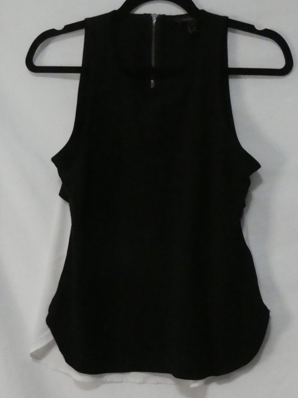 BANANA REPUBLIC Black White Colorblock Sleeveless Top Back Zip - Petite small